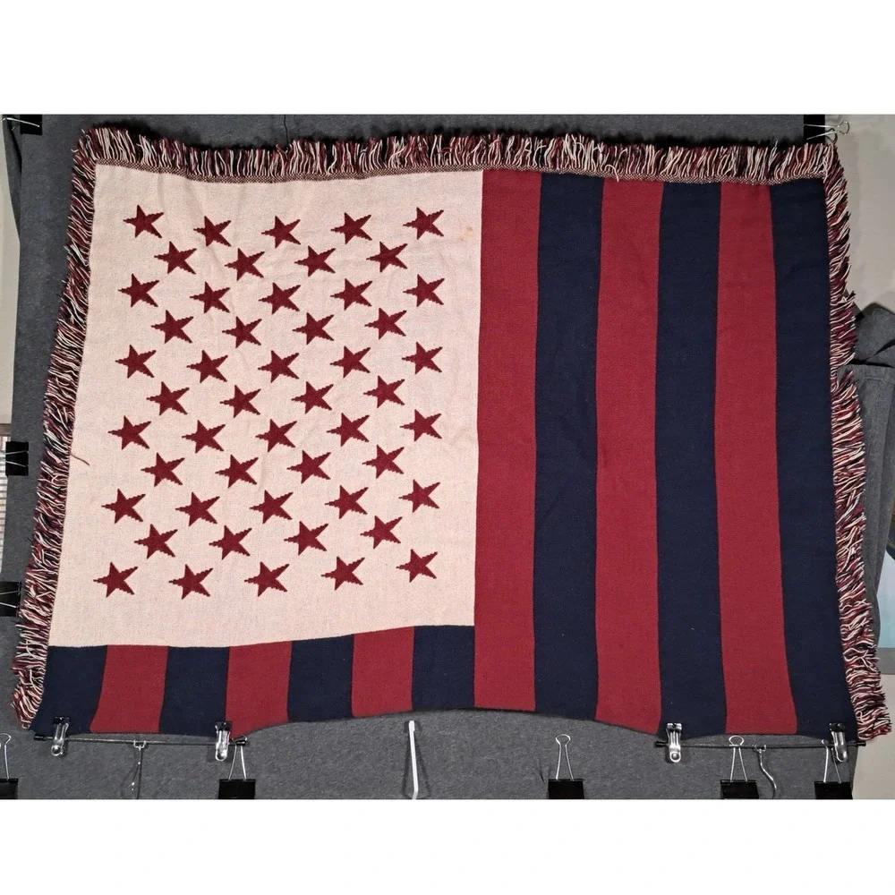 Woven American Flag Throw Blanket Stars and Stripes Patriotic Americana 44x32